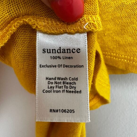 Sundance Dancing Garden Blouse Top Linen Floral Embroidery Boho Peasant Yellow S - Picture 9 of 10